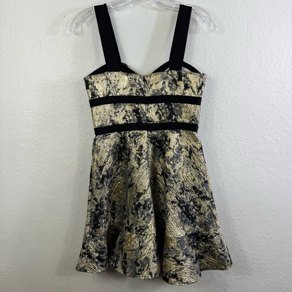 Prose & Poetry anthropologie ruffle flare Elegant Black and Gold Women's Dress - Picture 10 of 12